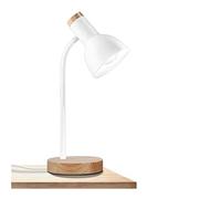 White Reading Desk Lamp E27 LED Gooseneck Metal Desk Lamps with Wood Base Adjustable Modern Nordic Eye-Caring Table Lamp for Girls Kids Study Home Office Bedroom Living Room College Dorm