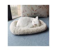 (White) Realistic Sleeping Plush Breathing Cat Furry Dog With Mat Creative Decor Animals