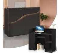 White Recept Desk with Der Slish Sto Table for Salon Boutique Hotel Modern Entryway and Office Recept Area Fur