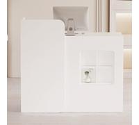 White Reception Desk, Retail Checkout Counter Table with Drawers, Storage Compartment, Salon & Lobby Front Counter, 47.2in (120cm) Retail Counter for Shops