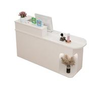 White Reception Desk with Counter, Office Front Desk with Lockable Drawers, Space-Saving Wooden Retail Counter Table, 35.4"x19.6"x41.3" for Reception Areas