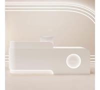 White Reception Desk with Storage Drawers and Lock Small Office Clinical Counter for Shops and Bars Space Saving Design 240 * 60 cm Stylish and Functional