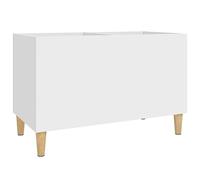 White record cabinet, made of wood material with wooden legs, 74.5 x 38 x 48 cm, spacious phono cabinet for living room and office, compact storage space for records and hi-fi devices