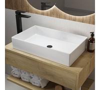 White Rectangular Countertop Basin 605mm - Corey