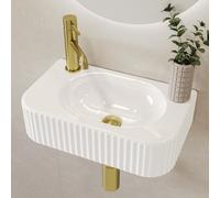 White Rectangular Fluted Wall Hung Basin 410mm - Oregon