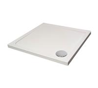 White Rectangular Stone Anti-Slip Shower Tray with Corner Waste Position - 900 x 800mm - Balterley