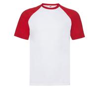 (White/Red, 2XL) Short Sleeve Baseball T-Shirt For Mens