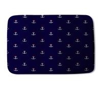 White & Red Anchors On Navy Soft Bathmat Benjamin Tate Design Blue One Size