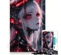 White Red Anime Lady Adults 1000 Piece Jigsaw Puzzle Memory Fun Game Clean Cut Sturdy Components Unique Gift for Stress Relief (38x52cm)