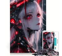 White Red Anime Lady Jigsaw 1000 Pieces for Teenagers Memory Train Fun Clean Seamless Connection Relaxing Indoor Group Activity (50x75cm)