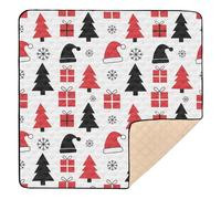 White Red Black Christmas Symbol Large Sturdy Baby Activity Play Mat for Floor Water Resistant Newborns Kicking Mat for Baby Kids Toddlers Infants, 50'' x 50''