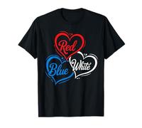 White Red & Blue Heart 4th Of July USA Flag T-Shirt