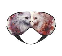 White Red Cat Couple Sleep Mask, Eye Masks for Sleep Double-Sided, Sleep Masks for Women Men, Blackout Eye Covers for Sleeping, Travel