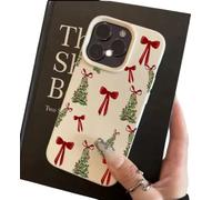 White Red Christmas Tree Bow Aesthetic Y2K TPU Custom Compatible With iPhone 7 7S 8 SE 2020 X XR XS 11 12 13 14 15 16 16E 17 Air Pro Max Plus Mini Case Design Personalised Name Cover Silicone