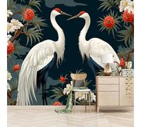 White Red-Crowned Crane Wallpaper Mural 200x150cm Plants and Flowers Wallpaper 3D Silk Mural Office Bedroom Living Room Apartment Not Self-Adhesive