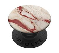 White Red Faux Marble Print Abstract Minimalistic Pattern PopSockets Swappable PopGrip