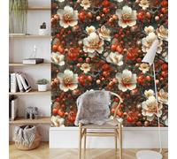 White Red Flower Self Adhesive Wallpaper 3D Plum Blossom Contact Paper Peel and Stick Wallpaper Thicken Waterproof Matte with Sticky Back Canvas Wall Cabinets Furniture Stickers Decorate 0.45×20 m