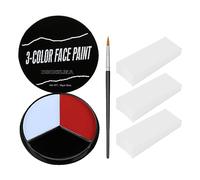 White Red Grey Face Body Paint + 3PC Sponge + Brush, Colored Eye Black for Baseball Softball Sport Games, Face Painting Kit for Halloween Devil, Vampire Cosplay, Costume, Theme Party