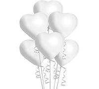 SHATCHI White/Red Latex Heart Shape Helium Balloons for Valentine, Anniversary, Wedding, Engagement, Birthday Party Decorations, 5pcs-100pcs, 50pcs