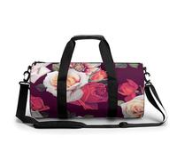 White Red Rose Sport Duffel Bag Gym Bag Weekend Overnight Bag for Travel Camping Hiking Beach 45x23x23cm