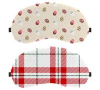 White Red Scottish Tartan Plaid Green Line 2-Pack Light-Blocking Soft Breathable Sleep Mask Eye Patch Eye Cover
