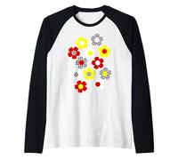 White Red Yellow Tartan Gingham Flowers Print Shapes Mania Raglan Baseball Tee