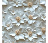 White Relief Style Flower Peel and Stick Wallpaper 0.52×20 m Removable Self Adhesive 3D Effect Contact Paper Sticky Back Thicken Waterproof Matte Wall Paper for Living Room Bedroom Furniture Decorate