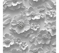 White Relief Style Flower Self Adhesive Wallpaper 3D Effect Contact Paper Peel and Stick Wallpaper Thicken Waterproof Matte with Sticky Back Canvas Wall Cabinets Furniture Stickers Decorate 0.4×20 m