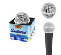 White Replacement Steel Mesh Grille Heads For Shure SM58, BETA 58, Dynamic Microphones - Includes Protective Storage Tin Case