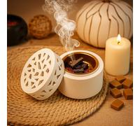 White Resin Bakhoor Burner with Geometric Lid | Incense Burner for Oud, Bakhoor & Resin | Decorative Arabic Style Home Fragrance Accessory JR23079 (White)