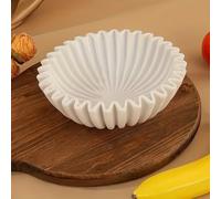 White Resin Decorative Bowl Featuring Scalloped Ruffle Design, Suitable for Home Decoration and Holding Various Items (B)
