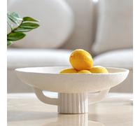 White Resin Decorative Bowl for Boho Modern Home Decor, 11.2" Large Elegant Pedestal Kitchen Fruit Bowl/Key Holder/Potpourri for Entryway Table, Coffee Table, Dining Room,Table Centerpiece Bowl