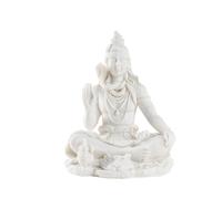 White Resin Lord Shiva Statue, Meditation Pose, Hindu Deity Sculpture, Indian God Statues (13 Centimeters)