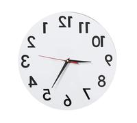 (White) Reverse Anti Wall Clock Modern Backwards Time Run Counter Clockwise Wall Watch