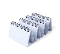 White Revision Cards, 200 Sheets Spiral Bound Flash Cards, 4 Packs Lined Index Cards with Protective Cover and Index Tabs, Record Cards (5x3 in/Pack) (White)