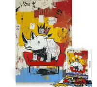 White Rhino King on Red Chair for Adults 1000 Piece Jigsaw Puzzle Sharp Mind Calm Downtime Crisp Cut Memorable Gift (38x52cm)