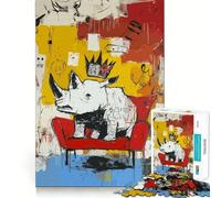White Rhino King on Red Chair Jigsaw 1000 Piece Mind Skill Play Stable Fit No Shifting Parts Enjoyable Pastime for Long Weekends (38x26cm)