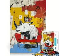 White Rhino King on Red Chair Jigsaw 1000 Pieces for Teenagers Mind Boost Fun Zero Gap Captivating Leisure for Cozy Indoors (38x52cm)