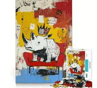 White Rhino King on Red Chair Jigsaw Puzzle 1000 Pieces Cognitive Fun Play High Precision Die Cut Unique Gift for Stress Relief (50x75cm)