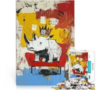 White Rhino King on Red Chair1000 Piece Jigsaws for Adults Puzzle Stress Relief Toys Fun at Home Activities, Birthday Present,Travel Gifts, 38x26cm