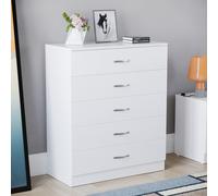 (White) Riano 5 Drawer Chest of Drawers Bedroom Storage