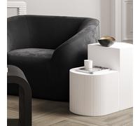 White Ribbed Set of 2 Side Table - Reed