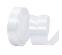 White Ribbon 20mm Double Sided Satin - 22M for Gift Wrapping, Crafting, Cake Decoration, Wedding, Christmas