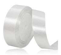 White Ribbon 25mm for Christmas Party Decorations，23 Meters White Satin Ribbon for Gift Wrapping, Crafting, Wedding Party, Christmas, Hair Bows, Floral Bouquets, Anniversaries，Baby Showers
