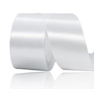 White Ribbon 50mm, White Satin Fabric Ribbon 23 Meters for Crafting, Gift Wrapping, Flower Bouquets, Balloons, DIY Bows, Wedding Party, Birthday Cakes and Christmas Decorations