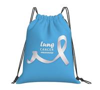 White Ribbon Lung Cancer Awareness Month Unisex Gym Sack Durable String Backpack Large Drawstring Bag For Gym Travel Holidays