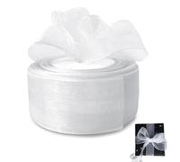 White Ribbon, Organza Ribbon, GiftRibbon, Sheer ChiffonRibbon, for Gift Wrapping Bows, ChristmasRibbon Cake Wedding DIY Crafts CarRibbon Decoration, Anniversary Decoration 4cm x 45m