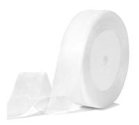 White Ribbon Thick White Organza Ribbon 25mm 50 Yards Ribbons for Gift Wrapping Easter Ribbons for Crafting Wedding Birthday Flower Bouquet Bow Hair Mothers Day Gift Cake Decoration Christmas