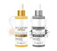 White Rice Serum, Peel Shot Glow Rice Serums for Brightening, Peel Shot Glow Rice Ampoule Duo White rice ampoule+Black rice ampoule Soft Exfoliating Face and Body Scrub Dead Skin Cells