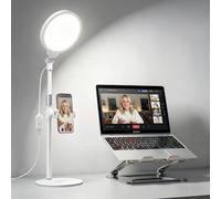 White Ring Light with Stand for Desk, 30 Modes Light for Video Conference